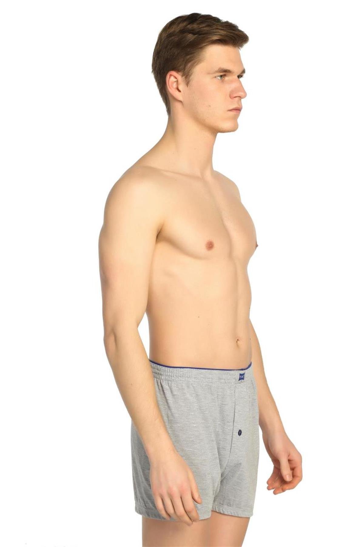BoxerTutku 6'lı Paket Düğmeli Penye Erkek Düz Boxer