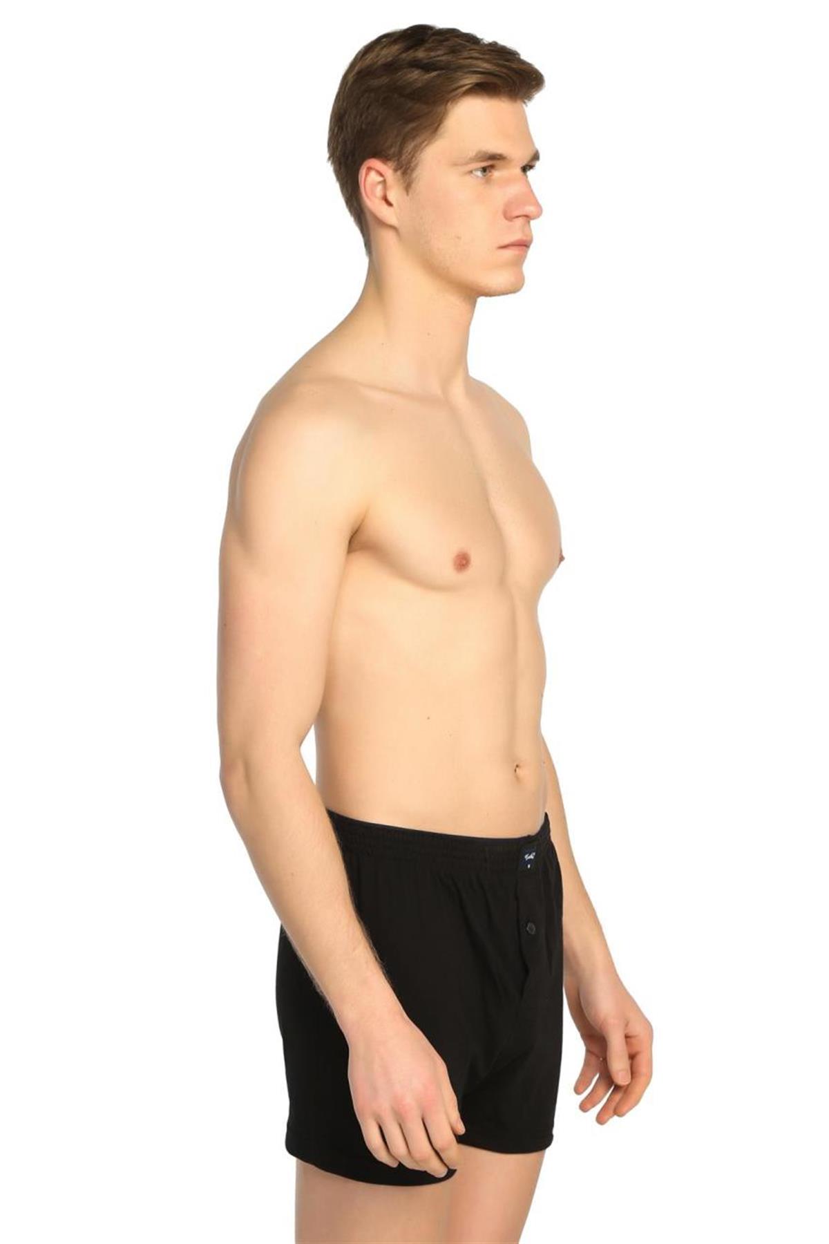 BoxerTutku 6'lı Paket Düğmeli Penye Erkek Düz Boxer