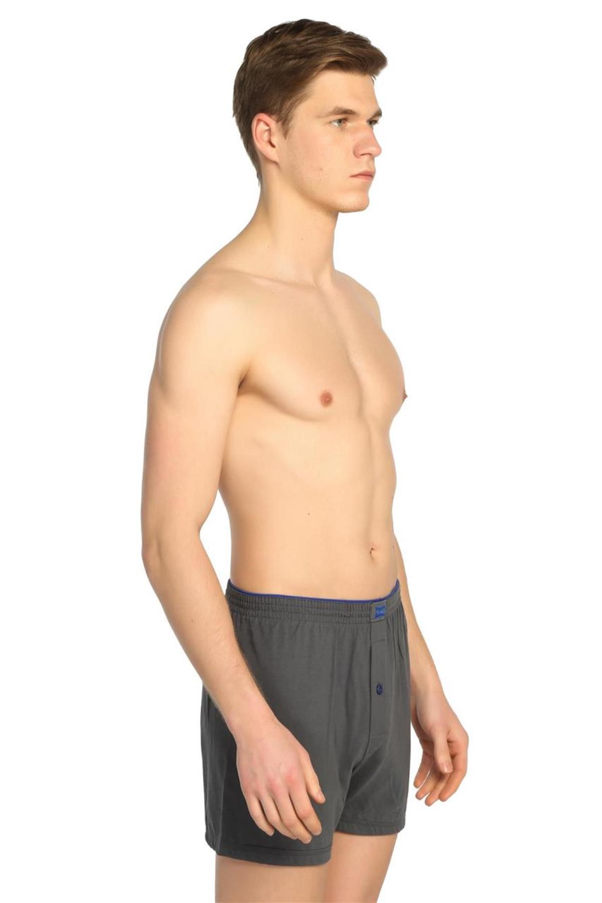 BoxerTutku 6'lı Paket Düğmeli Penye Erkek Düz Boxer