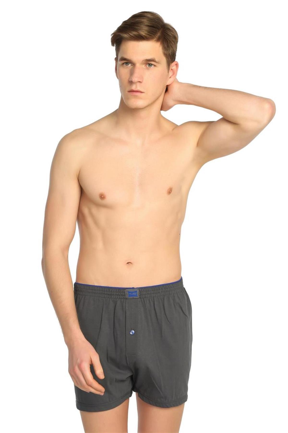BoxerTutku 6'lı Paket Düğmeli Penye Erkek Düz Boxer