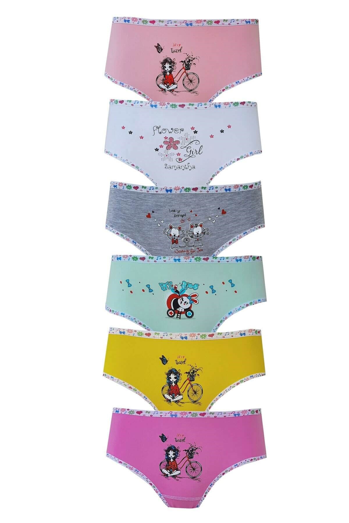 İç GiyimTutku Elastan Baskılı Kız Çocuk Külot 6'lı Paket