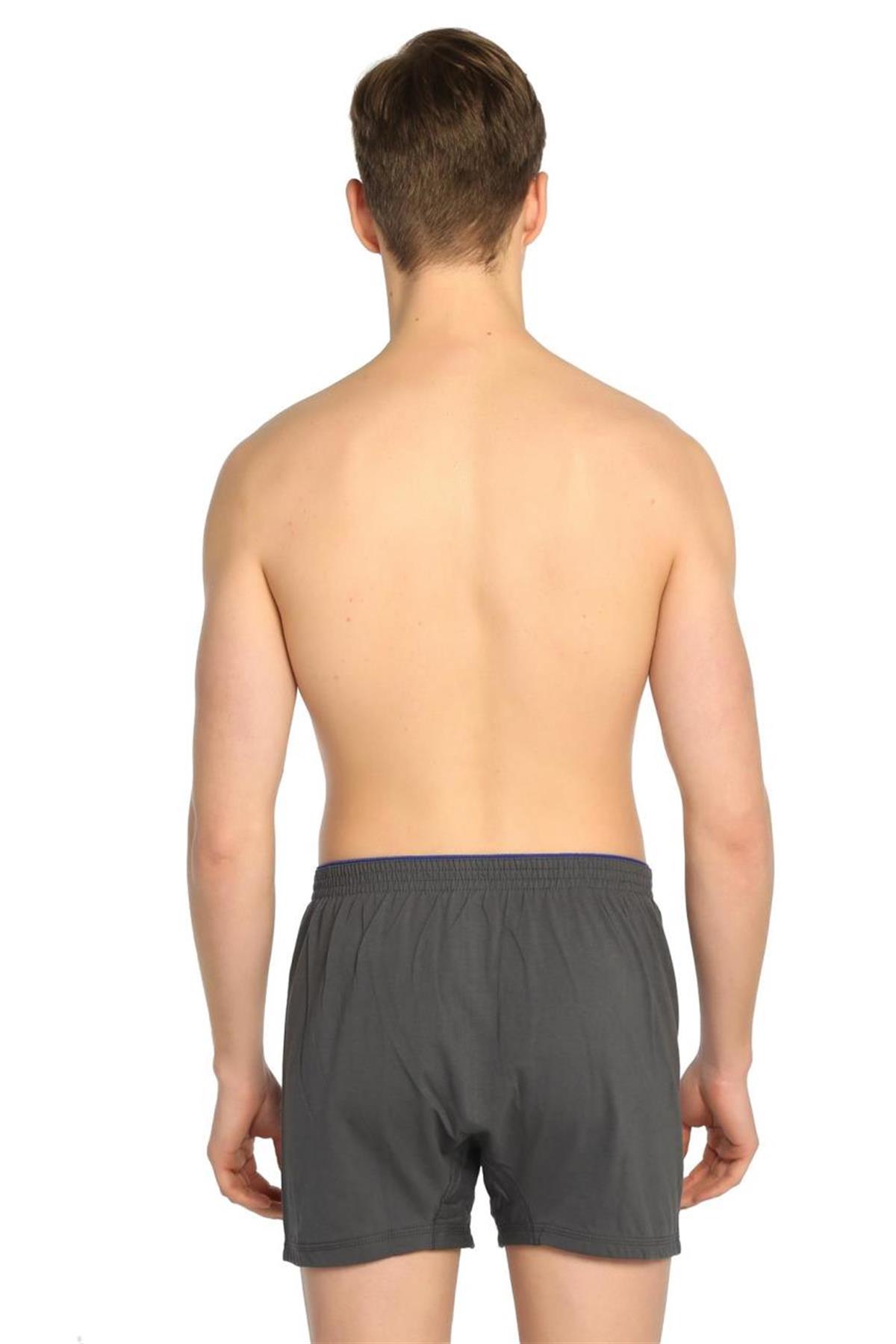 BoxerTutku Penye 12'li Paket Düğmeli Düz Erkek Boxer