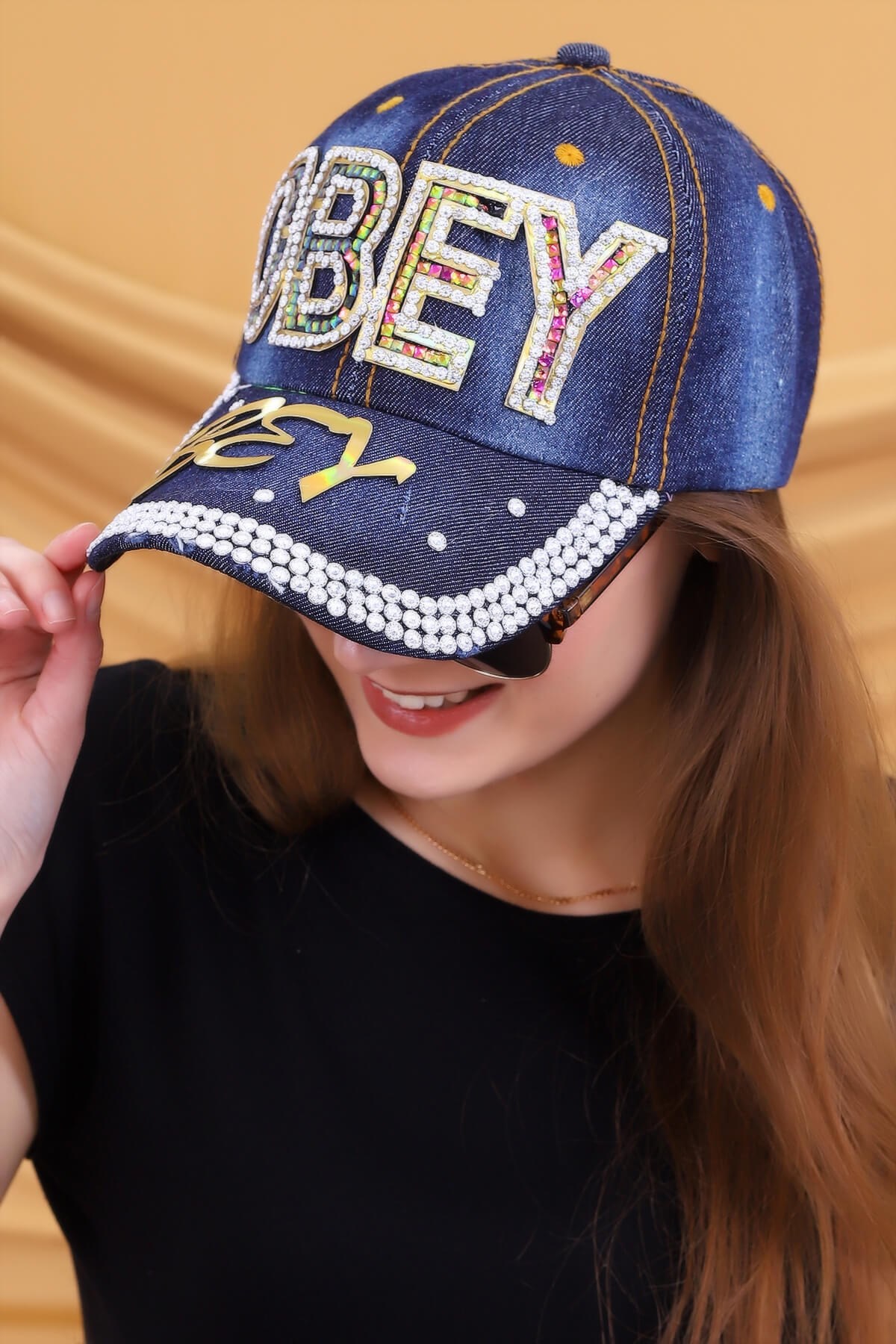 OBEY Baskı Kadın Kot Şapka
