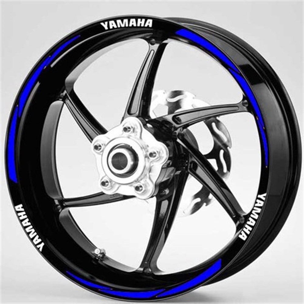  Mavi Beyaz Yamaha Yazılı 3 Parçalı Reflektif Jant Şeridi Yamaha