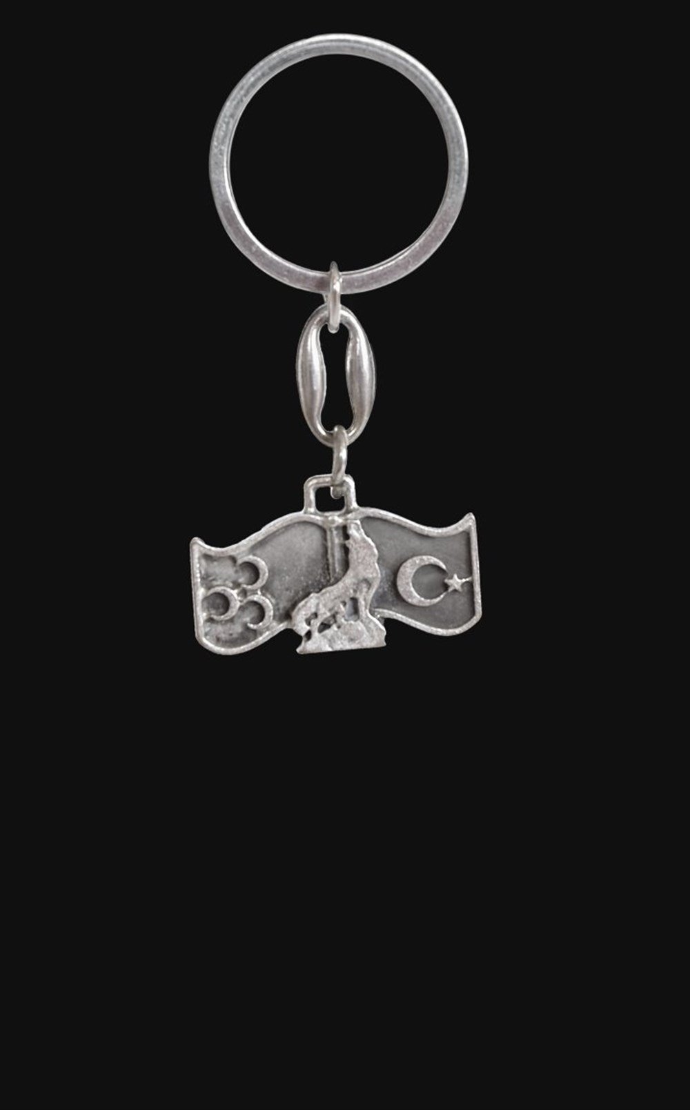 3 Hilal Kurt Türk Bayrak Anahtarlık