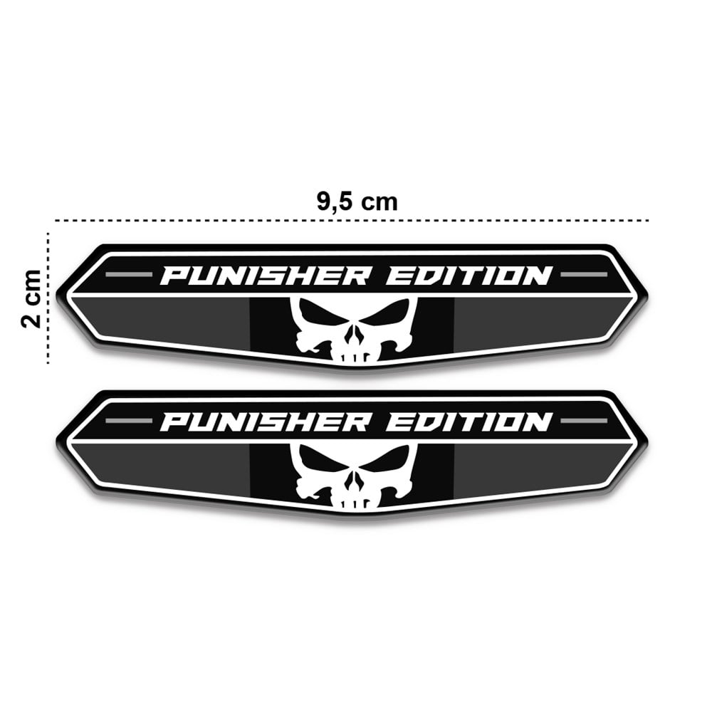 3D Gümüş Motosiklet Çıkartma Etiket Sticker Punisher Edition