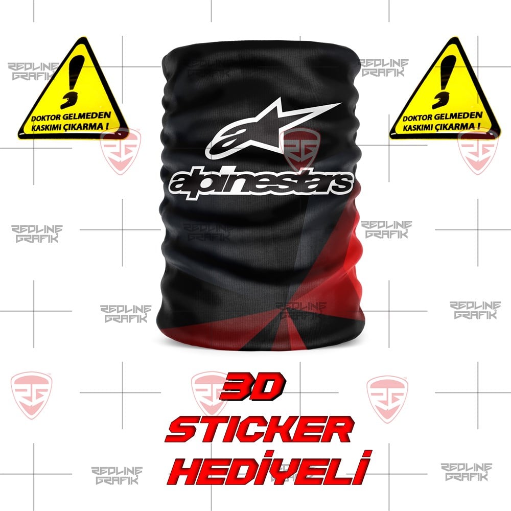 Alpinestar Siyah Kırmızı Yazılı Bandana Boyunluk 