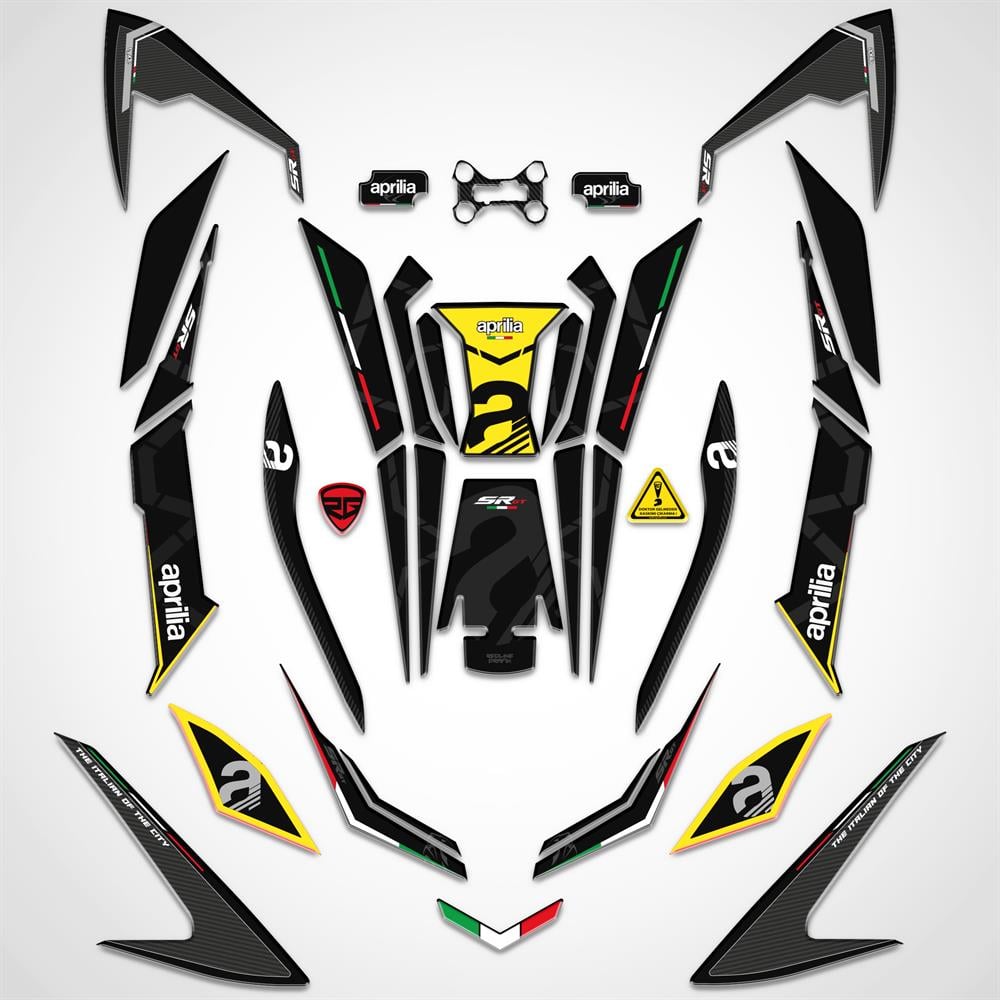 Aprilia Sr Gt 200 125 Full Siyah Sarı Set