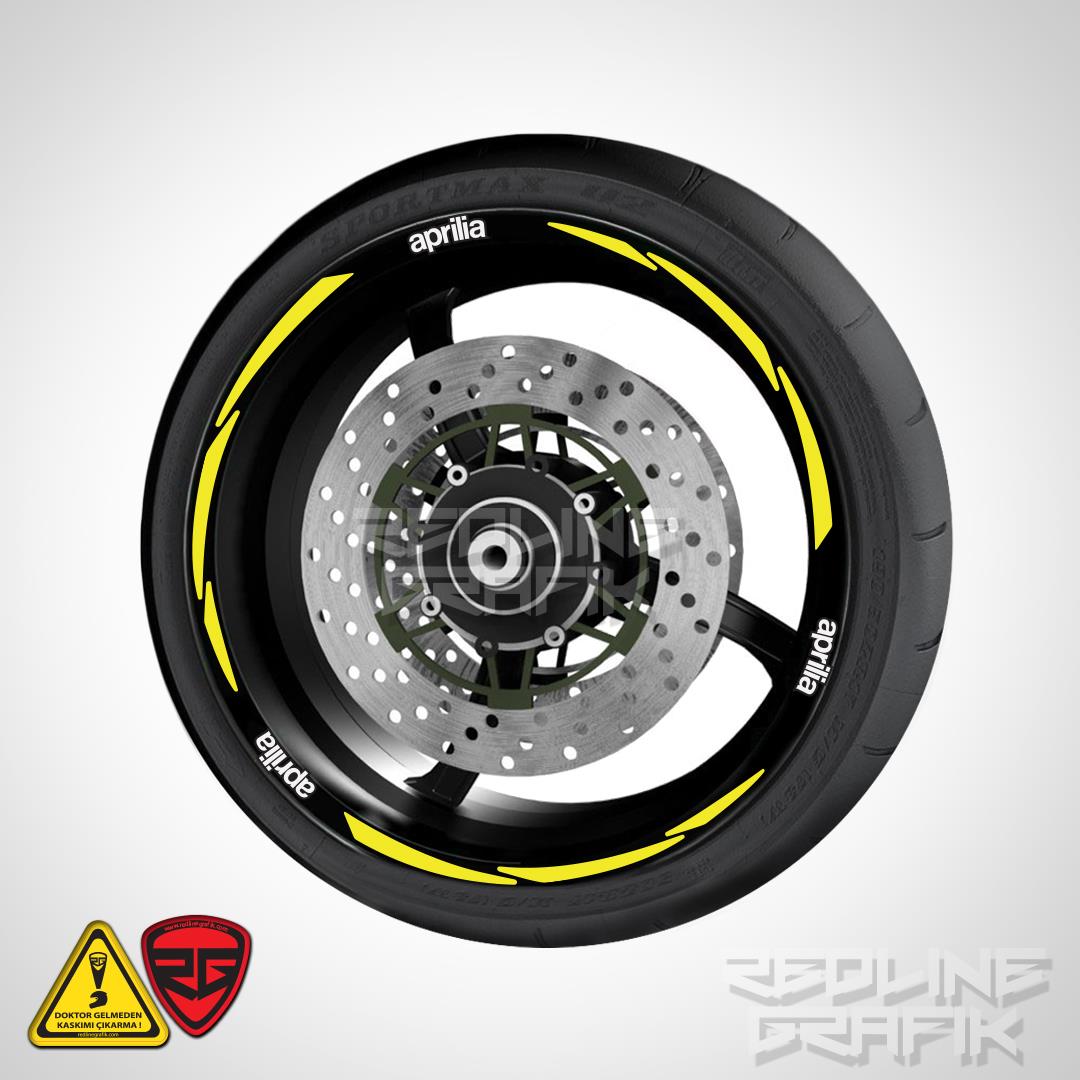 Aprillia Yazılı Neon Sarı Jant Şeridi Redlinegrafik