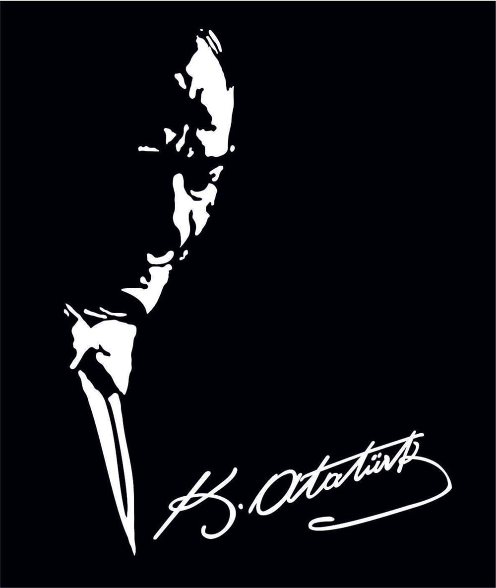 Atatürk Silüeti ve imza stickeri