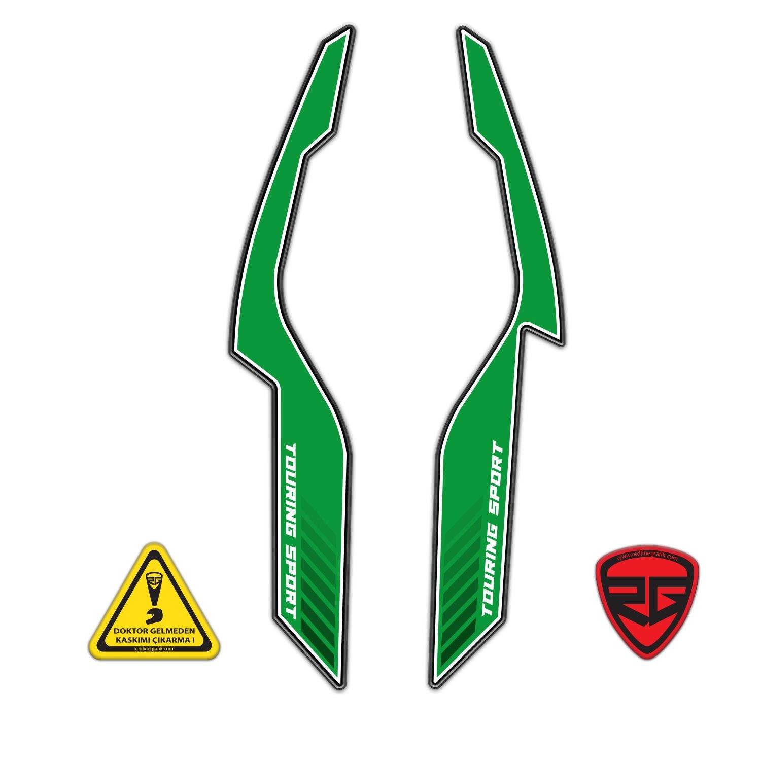 Bajaj Dominar Arka-Yan Kuyruk Pad Set Yeşil Redlinegrafik 