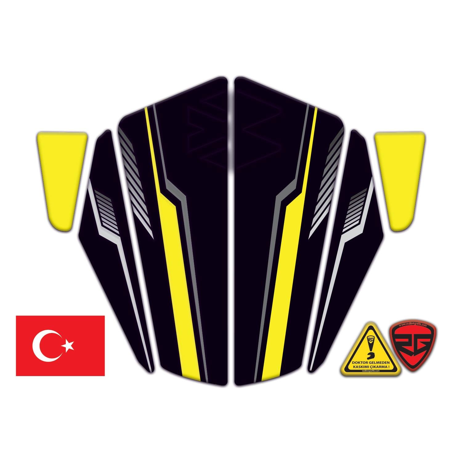 Bajaj Dominar D250 - 400 Çamurluk Sticker 6 Parça Set Siyah Sarı Redlinegrafik 