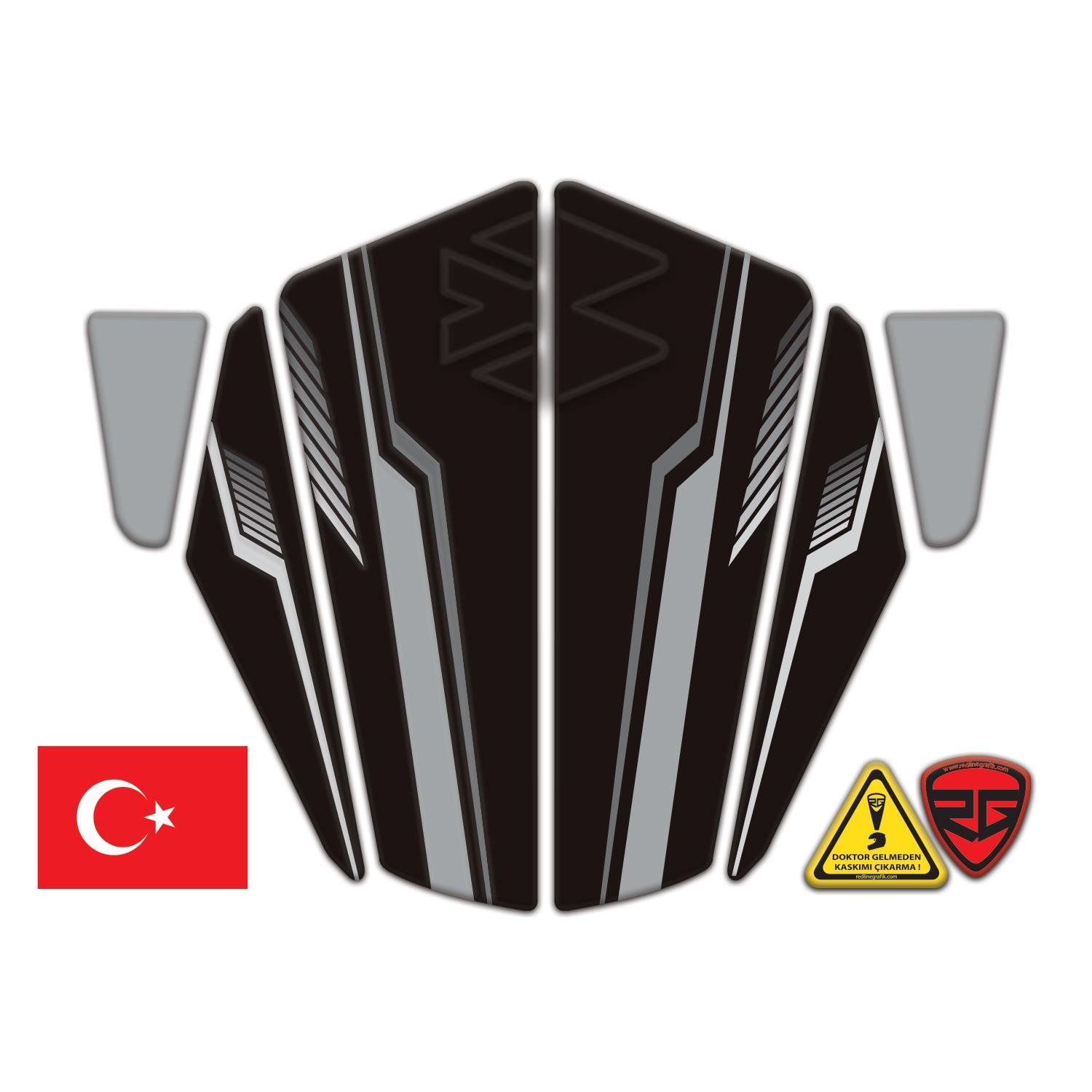 Bajaj Dominar D250 - 400 Çamurluk Sticker 6 Parça Set Siyah Gri Redlinegrafik 