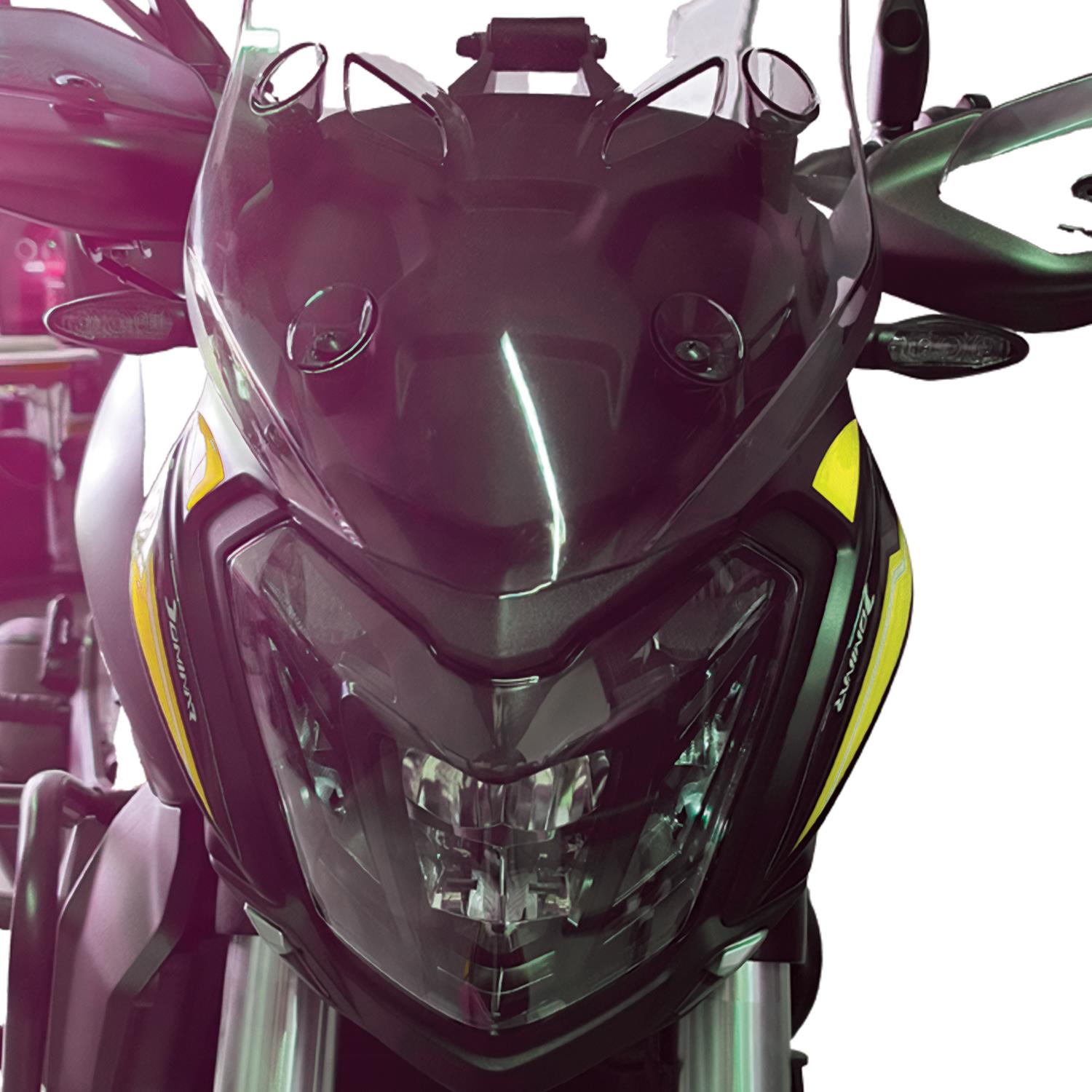 Bajaj Dominar D250 - 400 Far üstü Kafa Grenaj Sticker 4 Parça Set Siyah Sarı Redlinegrafik 