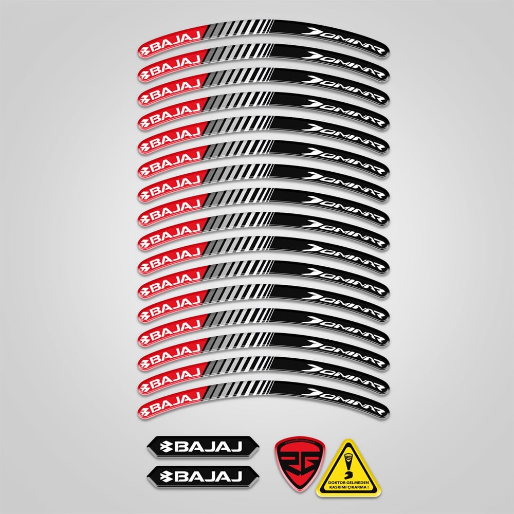 Bajaj Dominar Kırmızı 3D Reflektif Yansıtma Özellikli Damla Jant Şeridi 