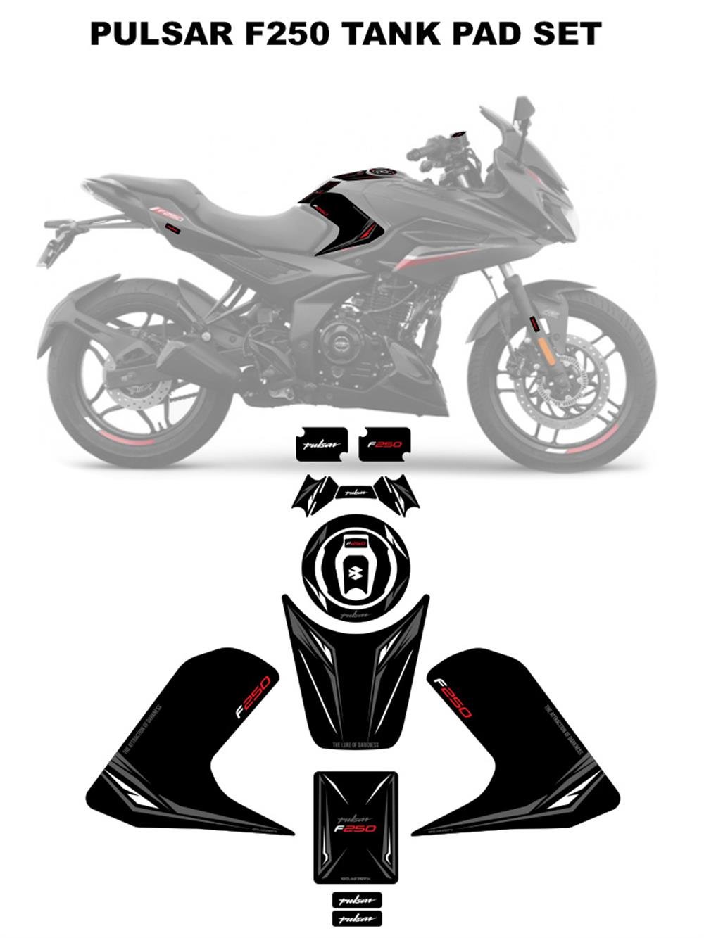 Bajaj Pulsar F250 2023 Model Gidon Pad Set Beyaz Edition Special Series Redline Grafik 