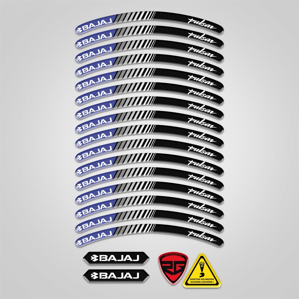 Bajaj Pulsar Mavi 3D Reflektif Yansıtma Özellikli Damla Jant Şeridi 