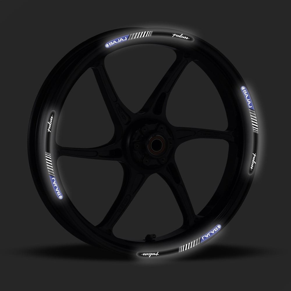 Bajaj Pulsar Mavi 3D Reflektif Yansıtma Özellikli Damla Jant Şeridi 
