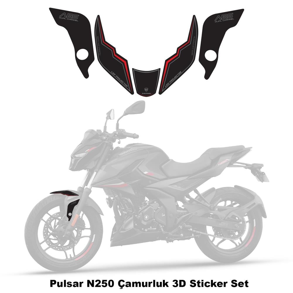 Bajaj Pulsar N250 2023 Model Çamurluk Pad Set Kırmızı Edition Special Series Redline Grafik 
