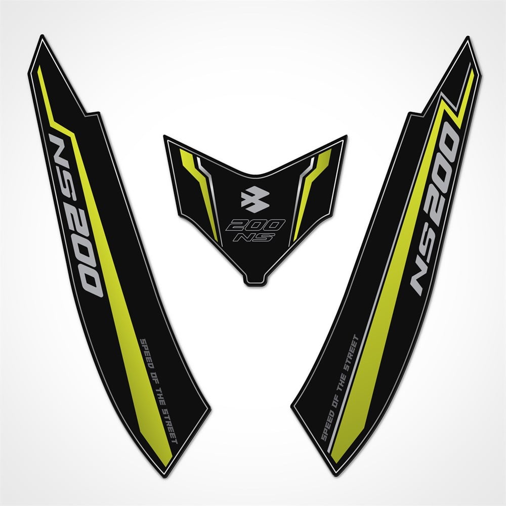 Bajaj Pulsar NS 200 Arka-Yan Kuyruk Pad Set Midnight Serisi Siyah-Neon Sarı