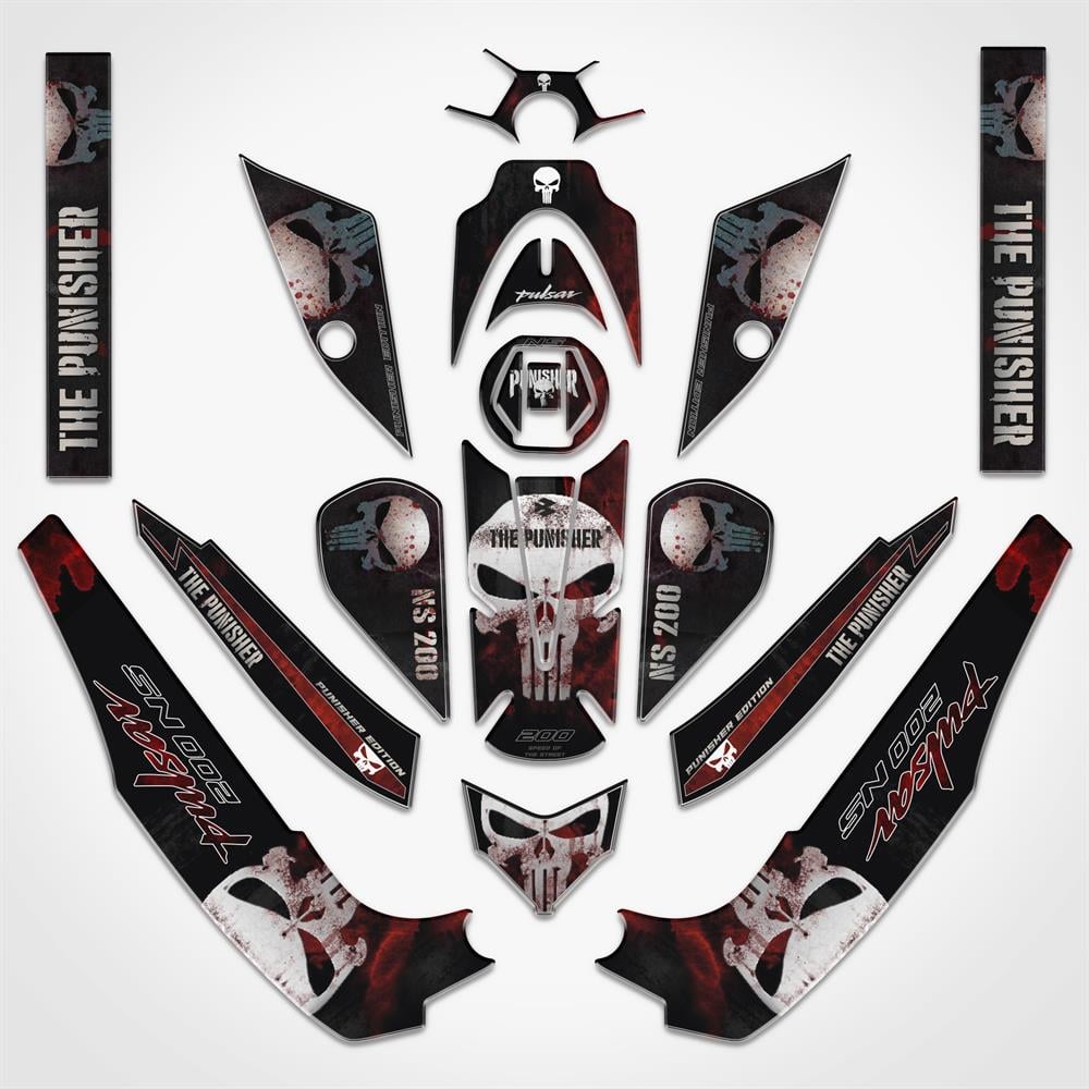 Bajaj Pulsar NS 200 Full Tank Pad Grenaj Set Punisher