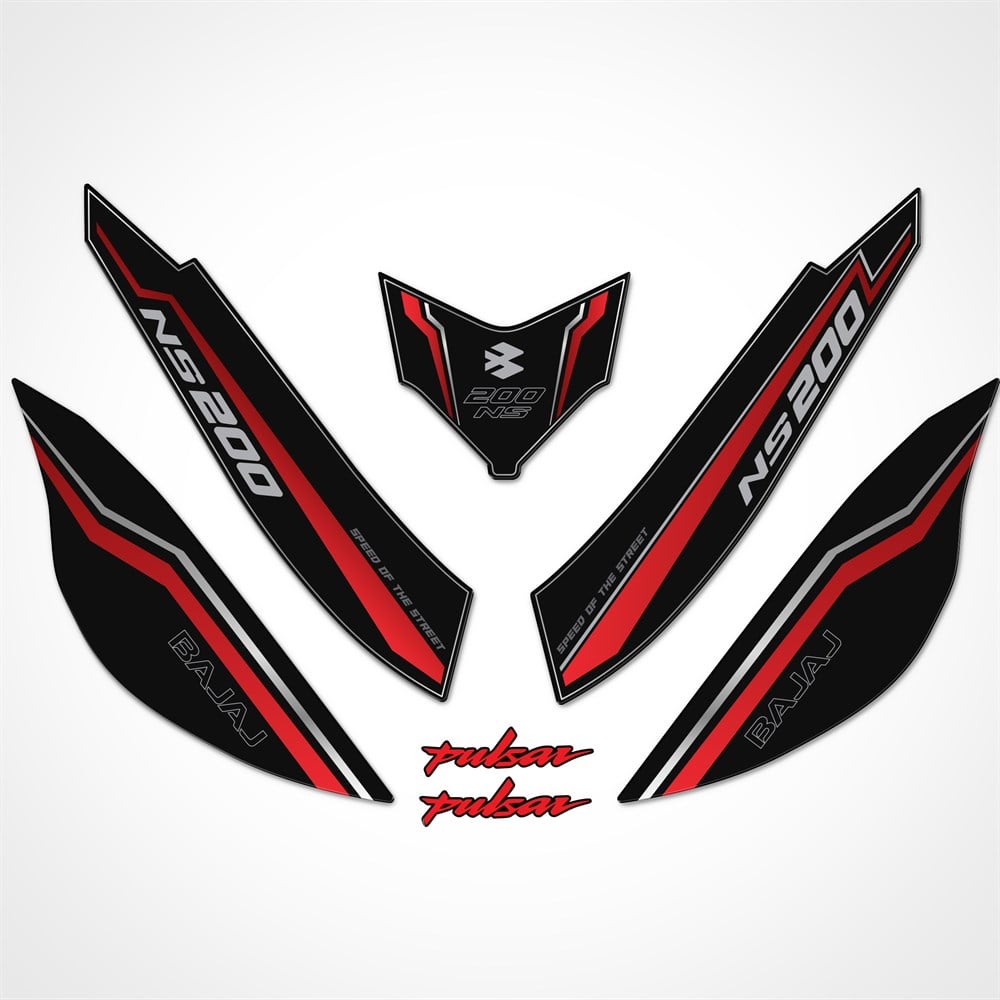 Bajaj Pulsar NS 200 Kuyruk Pad Set Dark Flame Serisi Siyah-Kırmızı