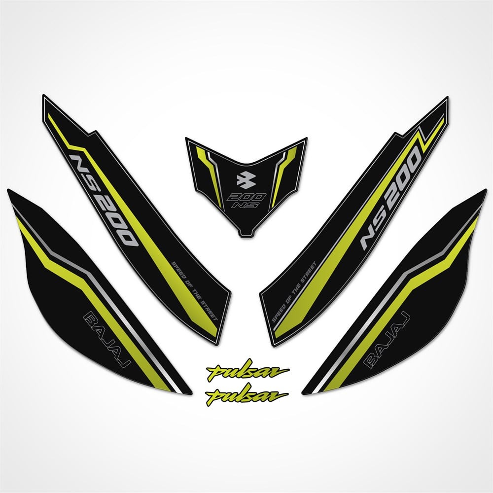 Bajaj Pulsar NS 200 Kuyruk Pad Set Midnight Serisi Siyah-Neon Sarı