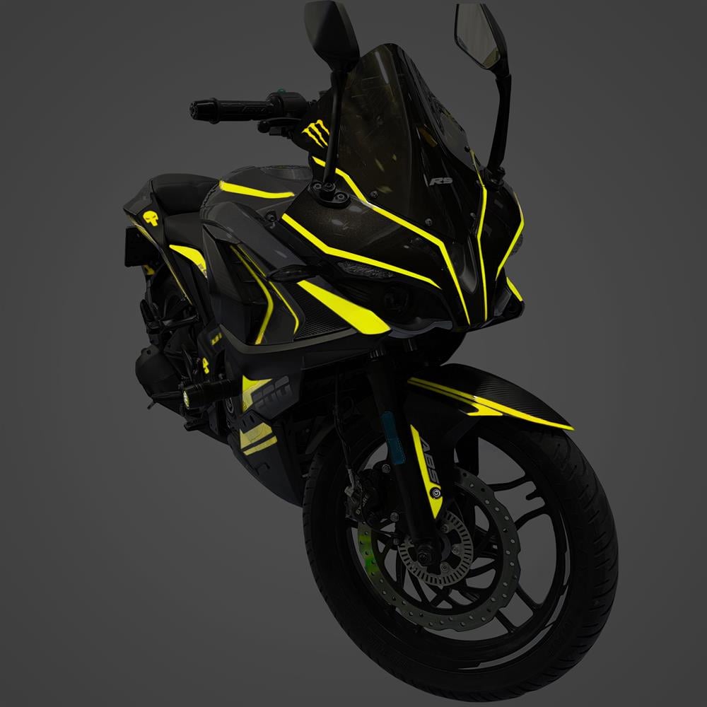 Bajaj Pulsar RS 200 Full Sticker Set Custom Neon Sarı
