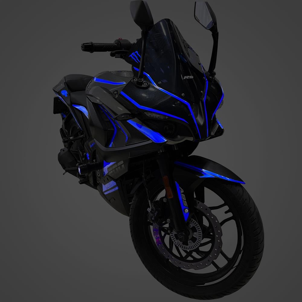 Bajaj Pulsar RS 200 Full Sticker Set Custom Neon Mavi