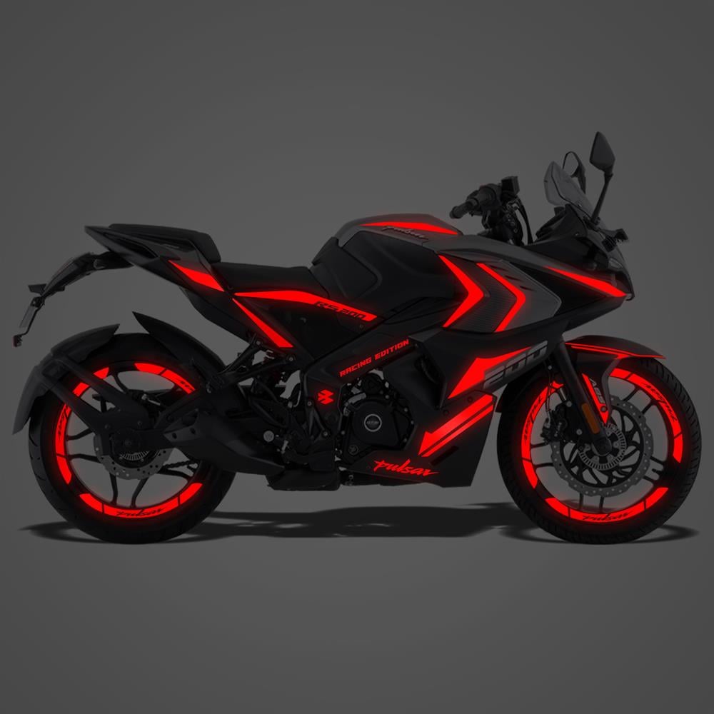 Bajaj Pulsar RS 200 Full Sticker Set Custom Kırmızı