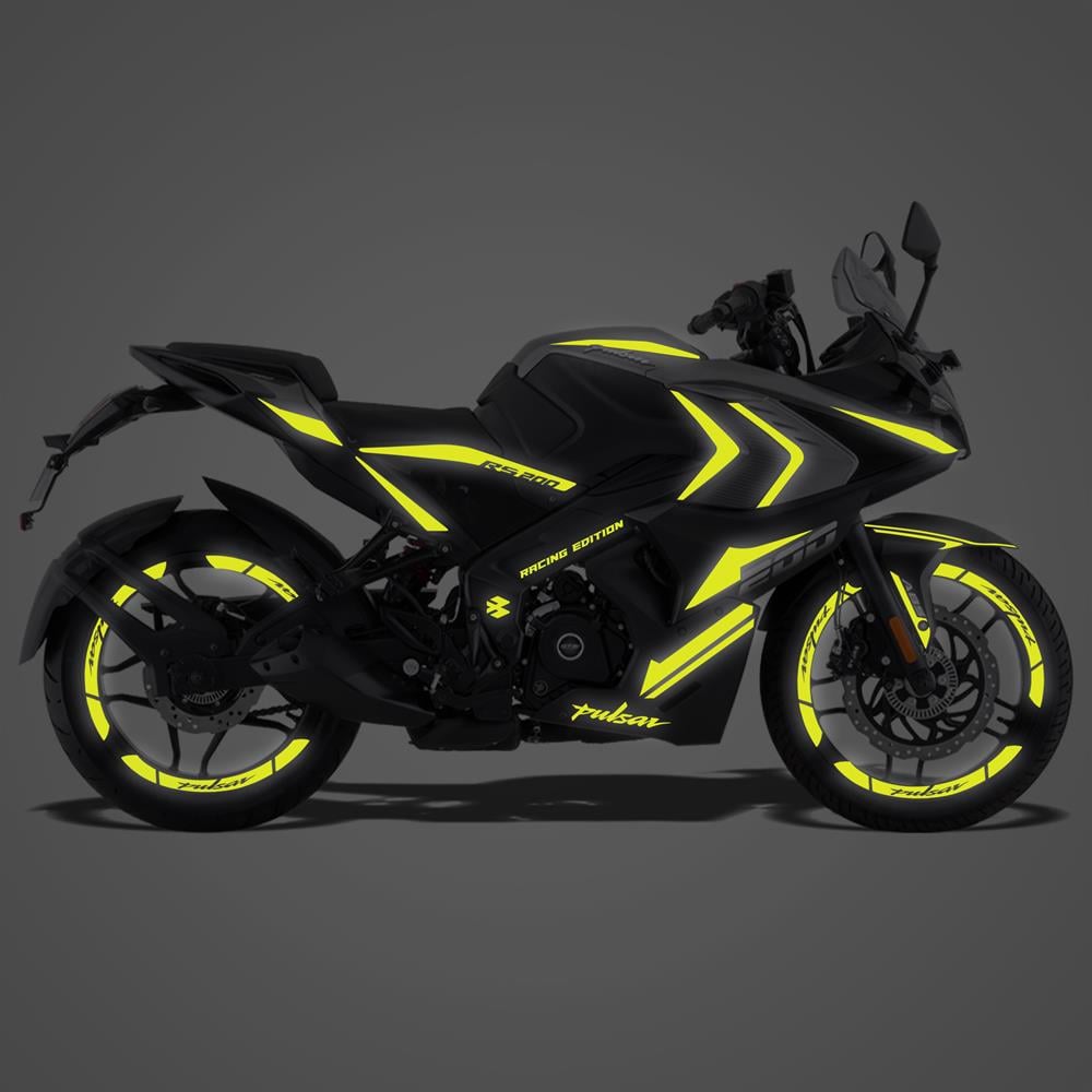 Bajaj Pulsar RS 200 Full Sticker Set Custom Neon Sarı