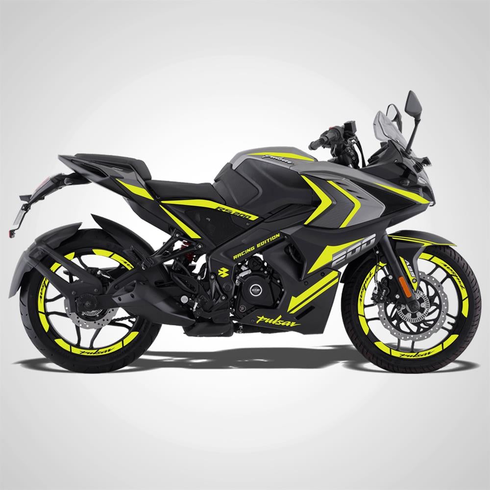 Bajaj Pulsar RS 200 Full Sticker Set Custom Neon Sarı