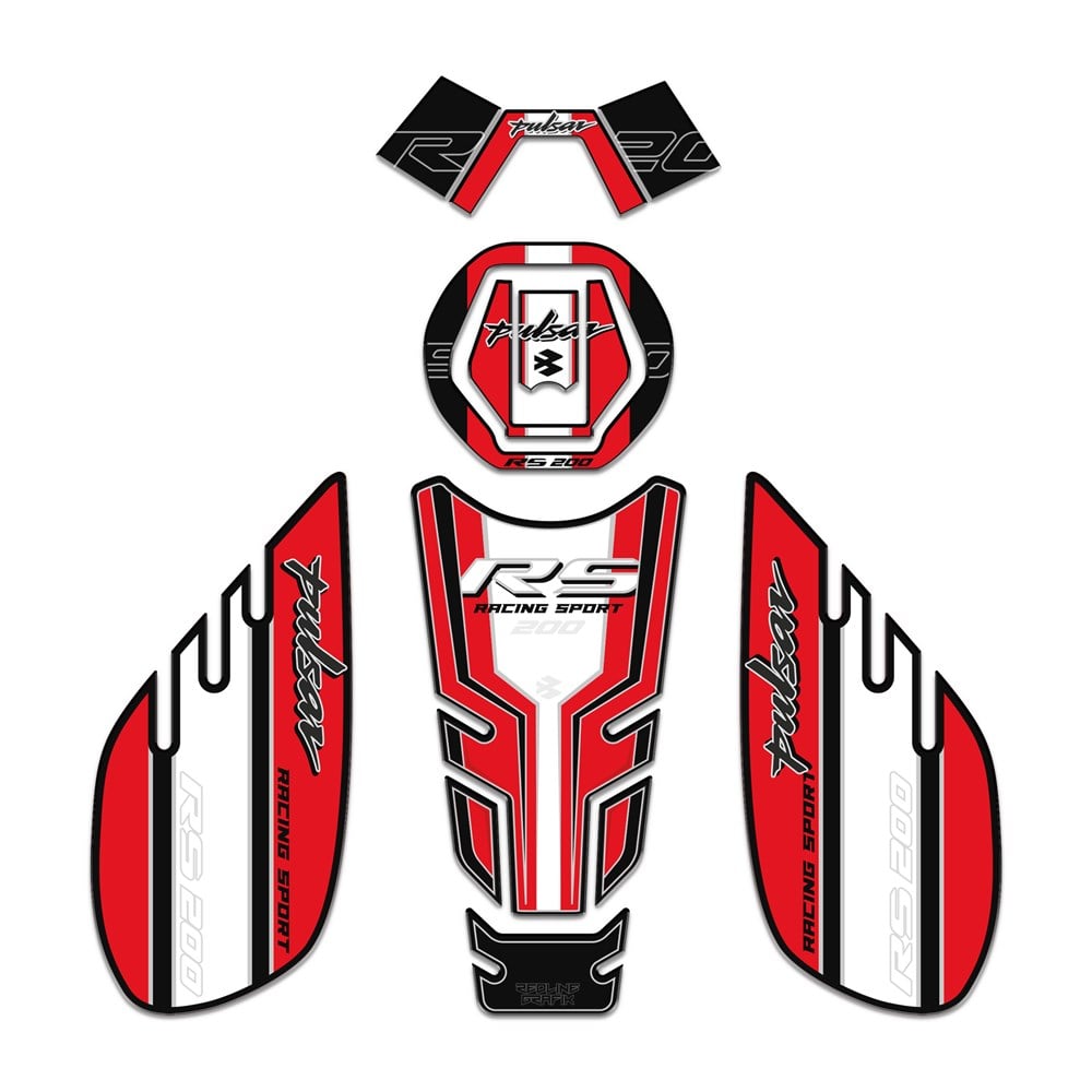Bajaj Pulsar RS 200 Siyah Kırmızı Gidonlu Tank Pad Set