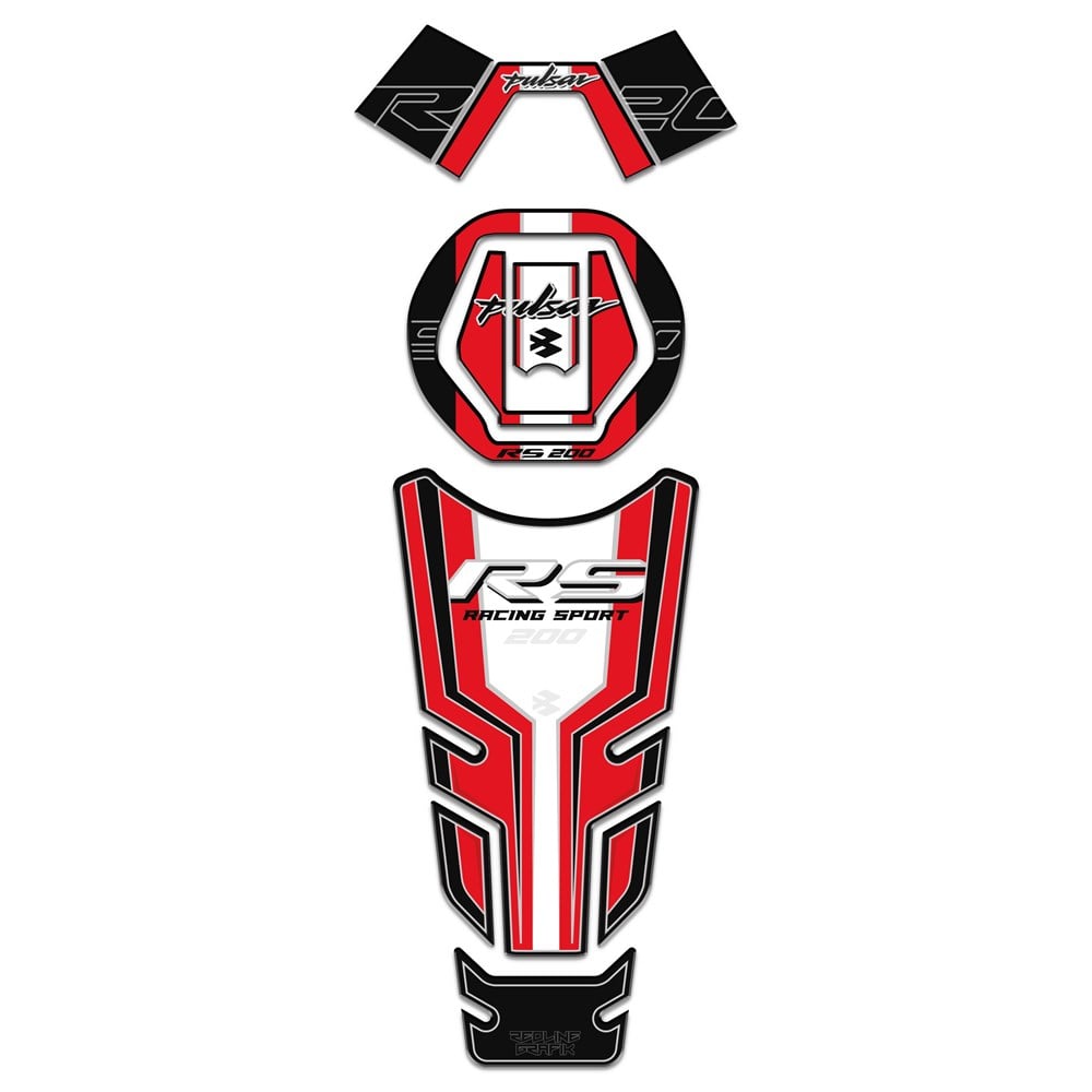 Bajaj Pulsar RS 200 Siyah Kırmızı Tank Pad Set