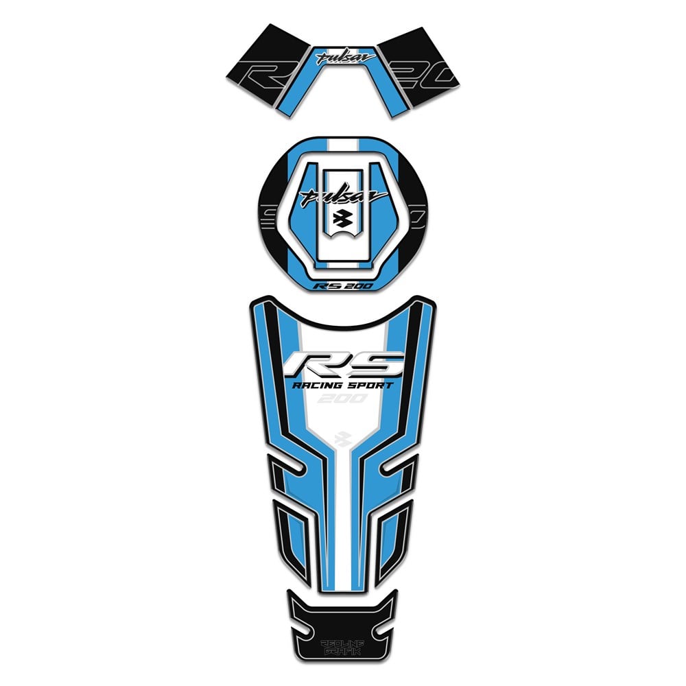 Bajaj Pulsar RS 200 Siyah Mavi Tank Pad Set