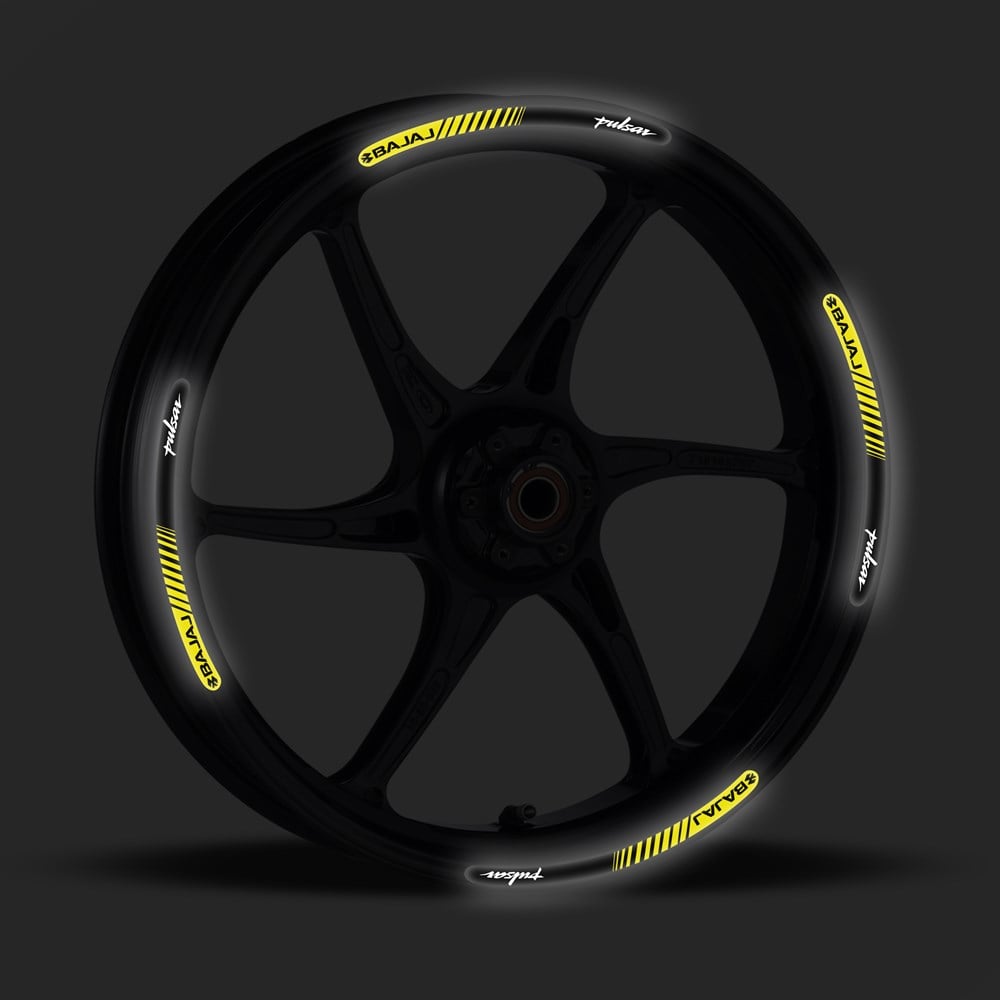 Bajaj Pulsar Sarı 3D Reflektif Yansıtma Özellikli Damla Jant Şeridi 
