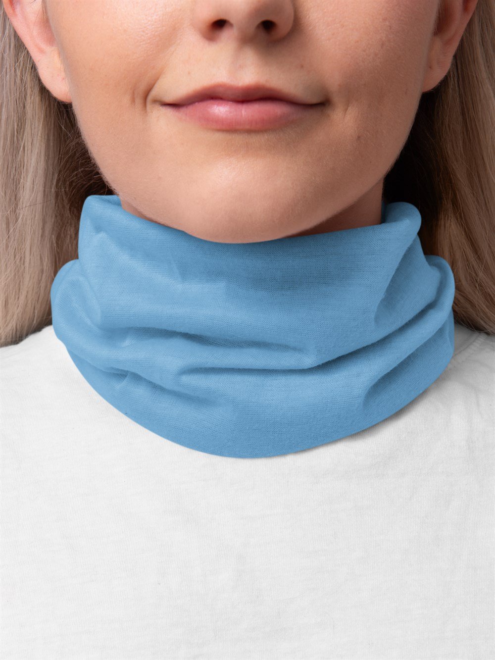 Bebe Mavisi Düz Renk Kadın Bandana Saç Bandı Toka Boyunluk