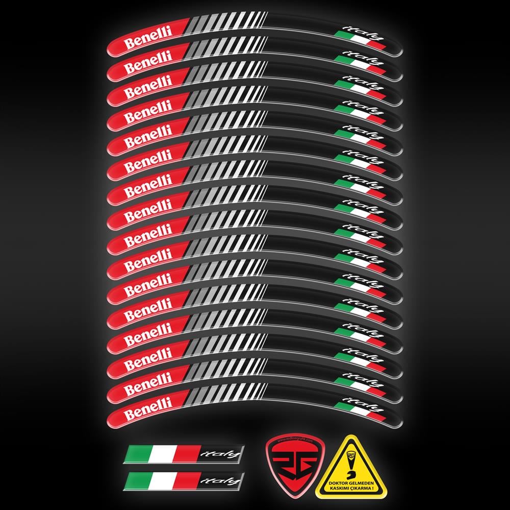 Benelli Kırmızı 3D Reflektif Yansıtma Özellikli Damla Jant Şeridi 
