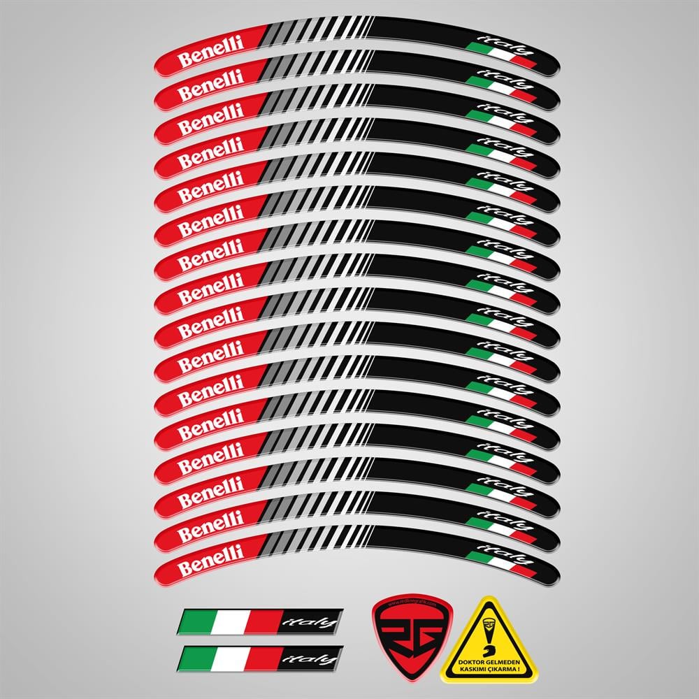 Benelli Kırmızı 3D Reflektif Yansıtma Özellikli Damla Jant Şeridi 
