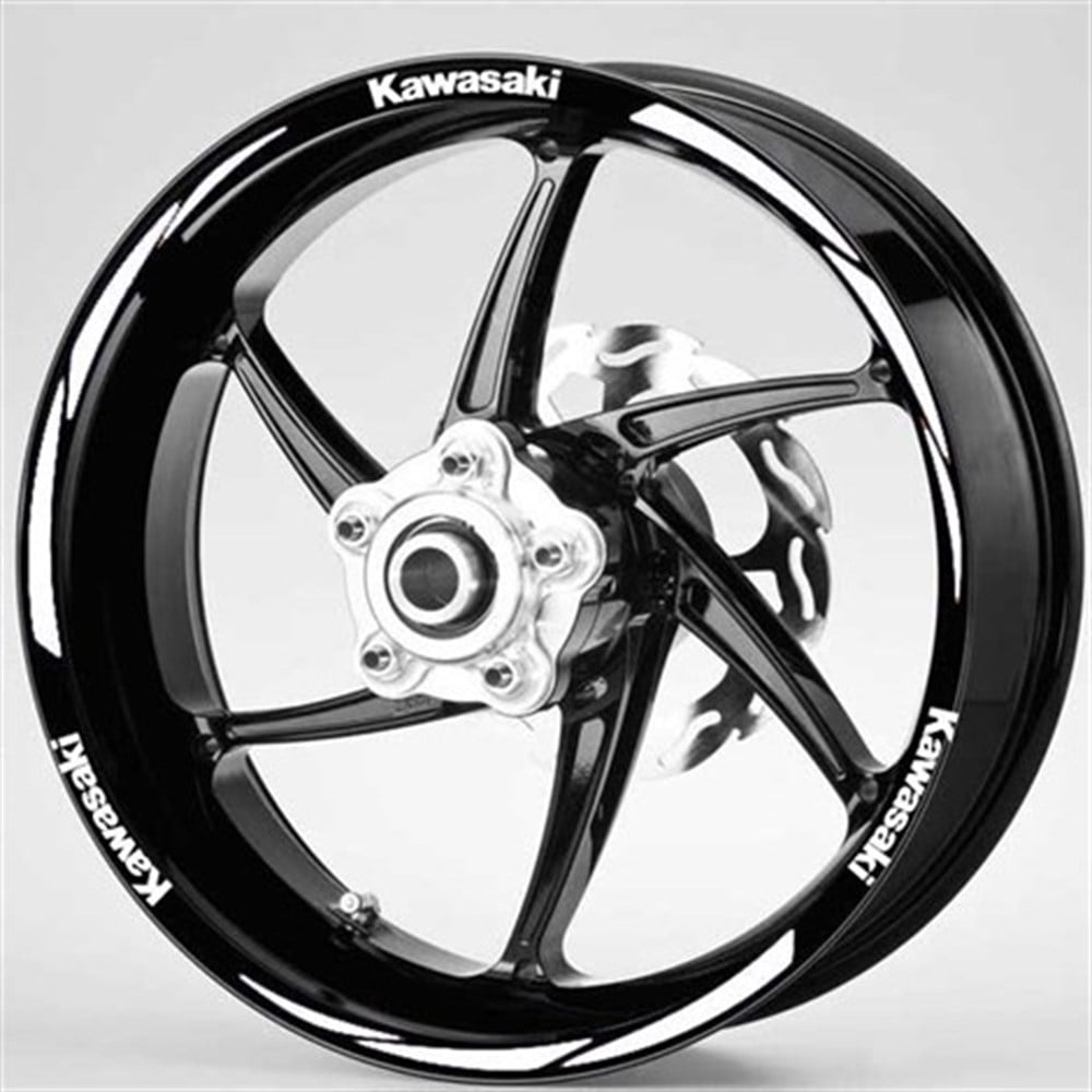 Beyaz Kawasaki Yazılı 3 Parçalı Reflektif Beyaz Jant Şeridi