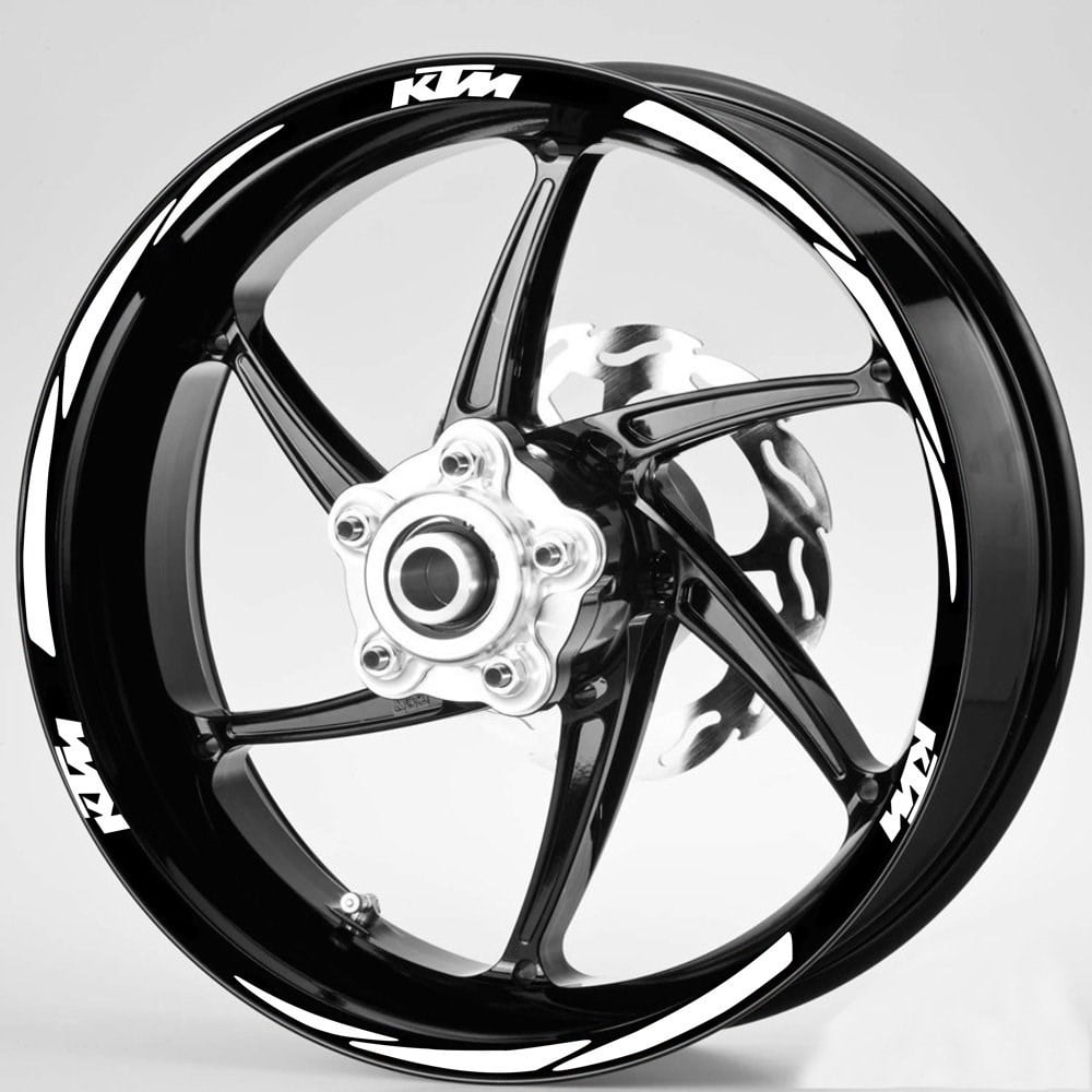 Beyaz KTM Yazılı 3 Parçalı Reflektif Beyaz Jant Şeridi