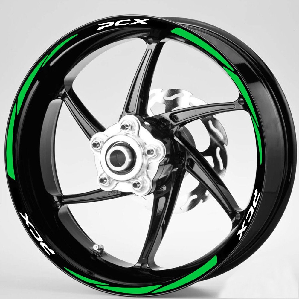 Beyaz PCX Yazılı 3 Parçalı Reflektif Yeşil Jant Şeridi
