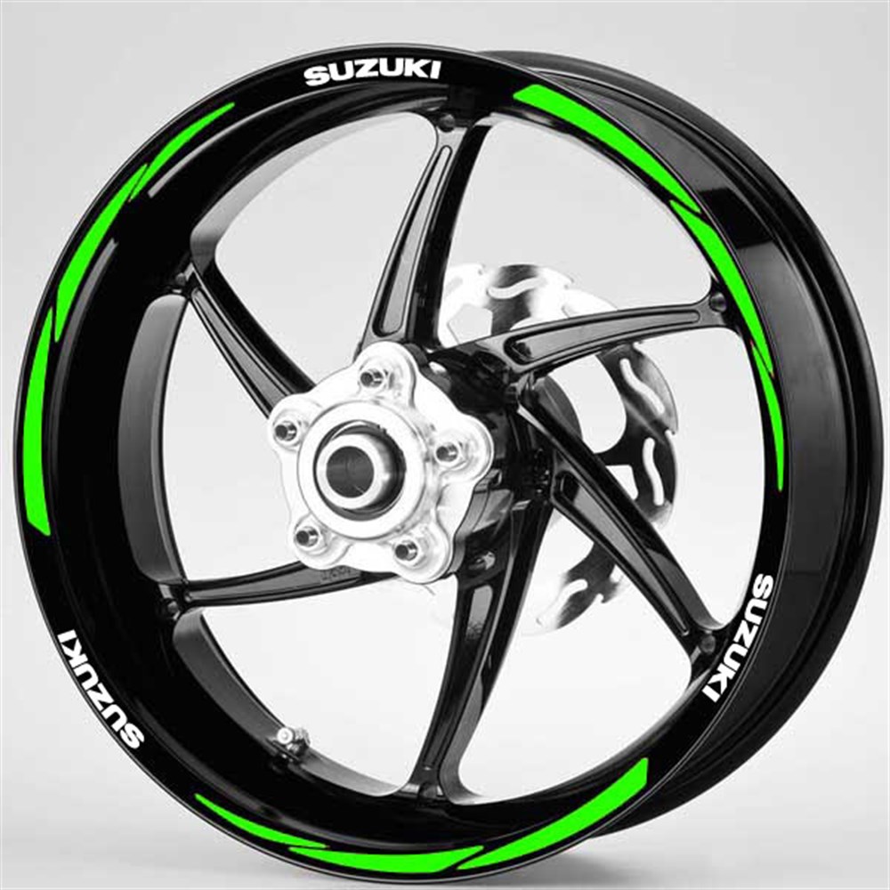 Beyaz Suzuki Yazılı 3 Parçalı Reflektif Yeşil Jant Şeridi Suzuki