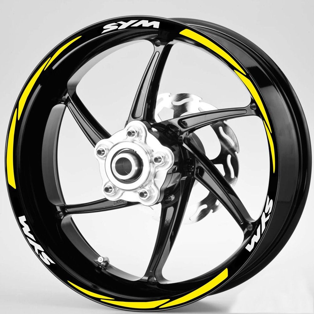 Beyaz SYM Yazılı 3 Parçalı Sarı Jant Şeridi