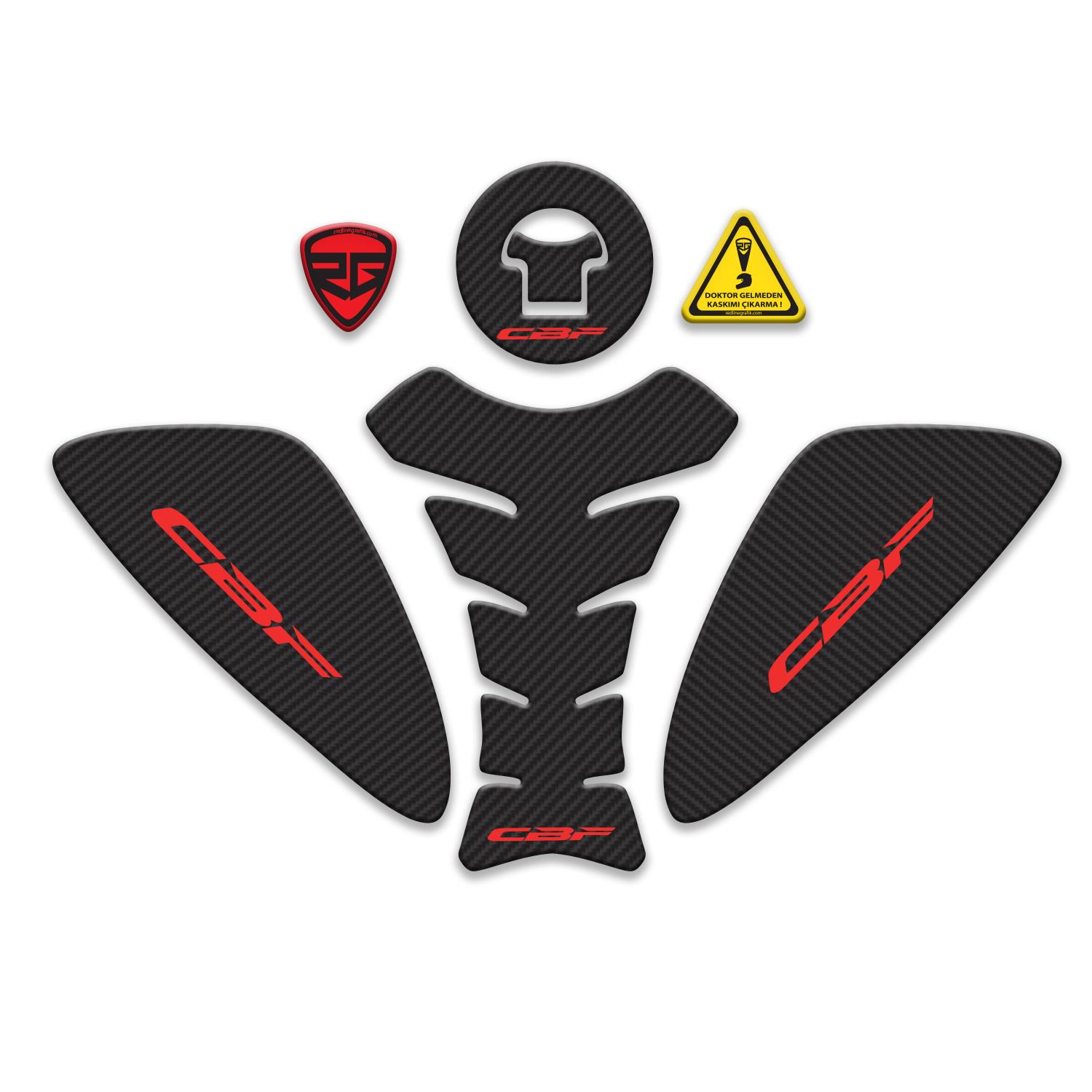 Cbf Kırmızı Karbon Desen Tank Pad Set Redlinegrafik