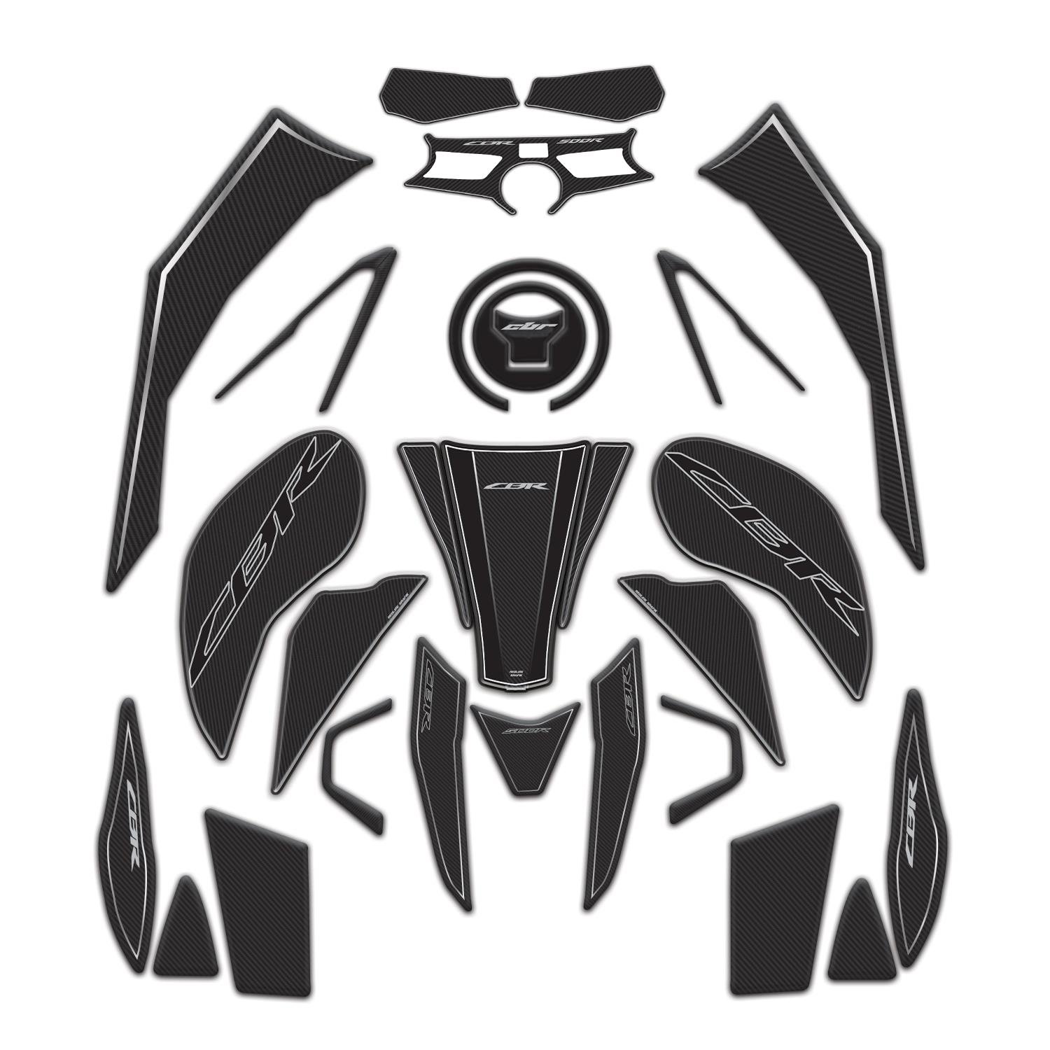 CBR 500R 2025 Model 24 Parça Karbon Full Koruyucu Sticker Set 3D Redlinegrafik
