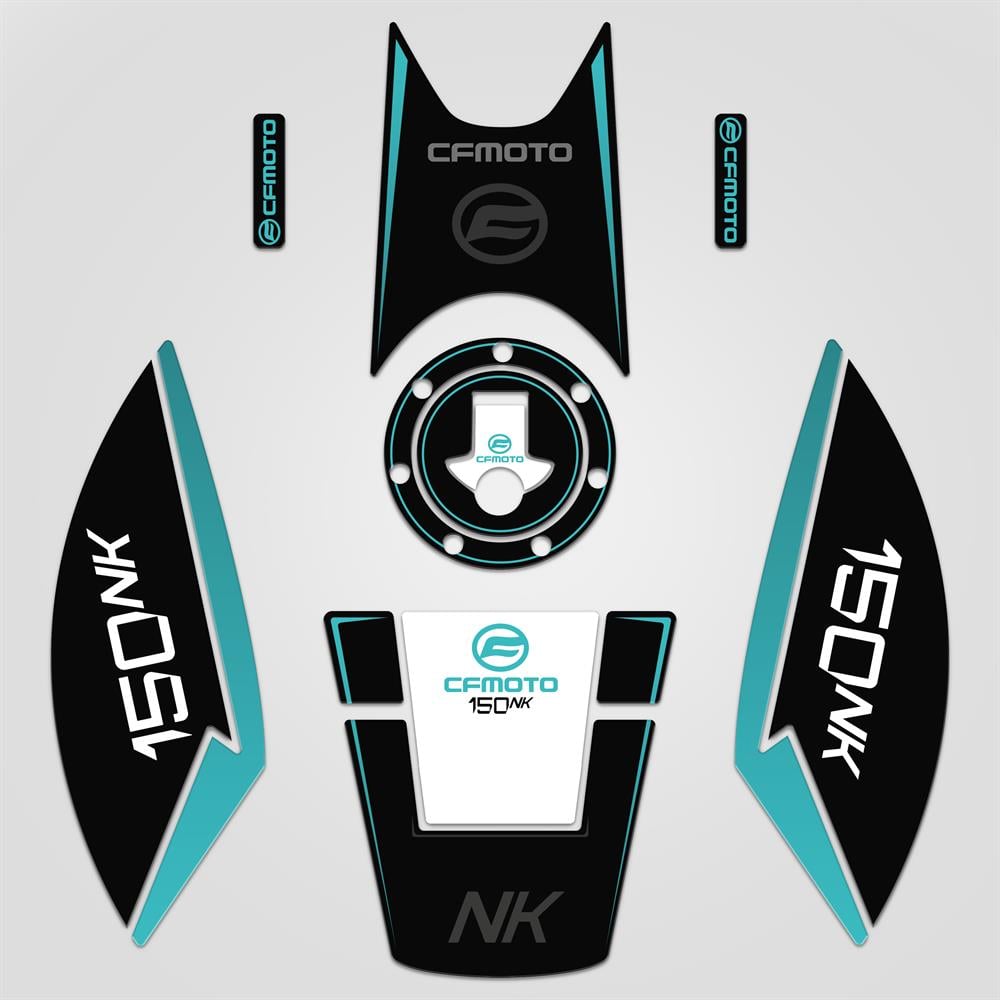 Cf moto 150 NK Siyah Mavi Full Tank Pad Set