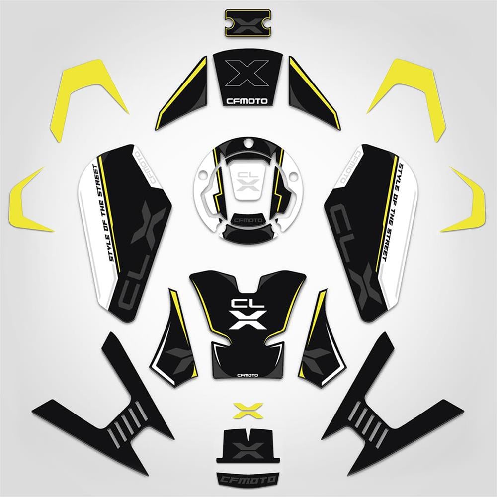 Cf moto 250 CL X Siyah Sarı Full Sticker Pad Koruyucu set clx