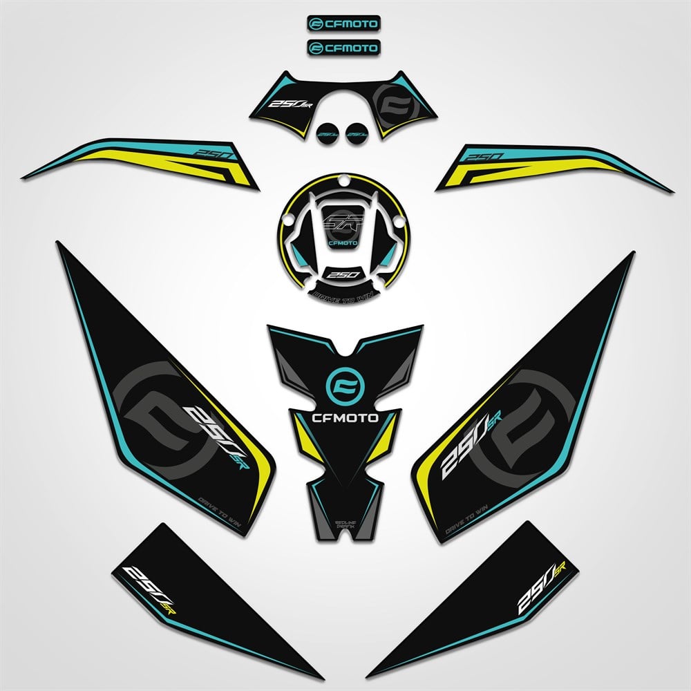 Cf moto 250sr Full Tank Pad Set Mavi Neon Sarı 250 SR