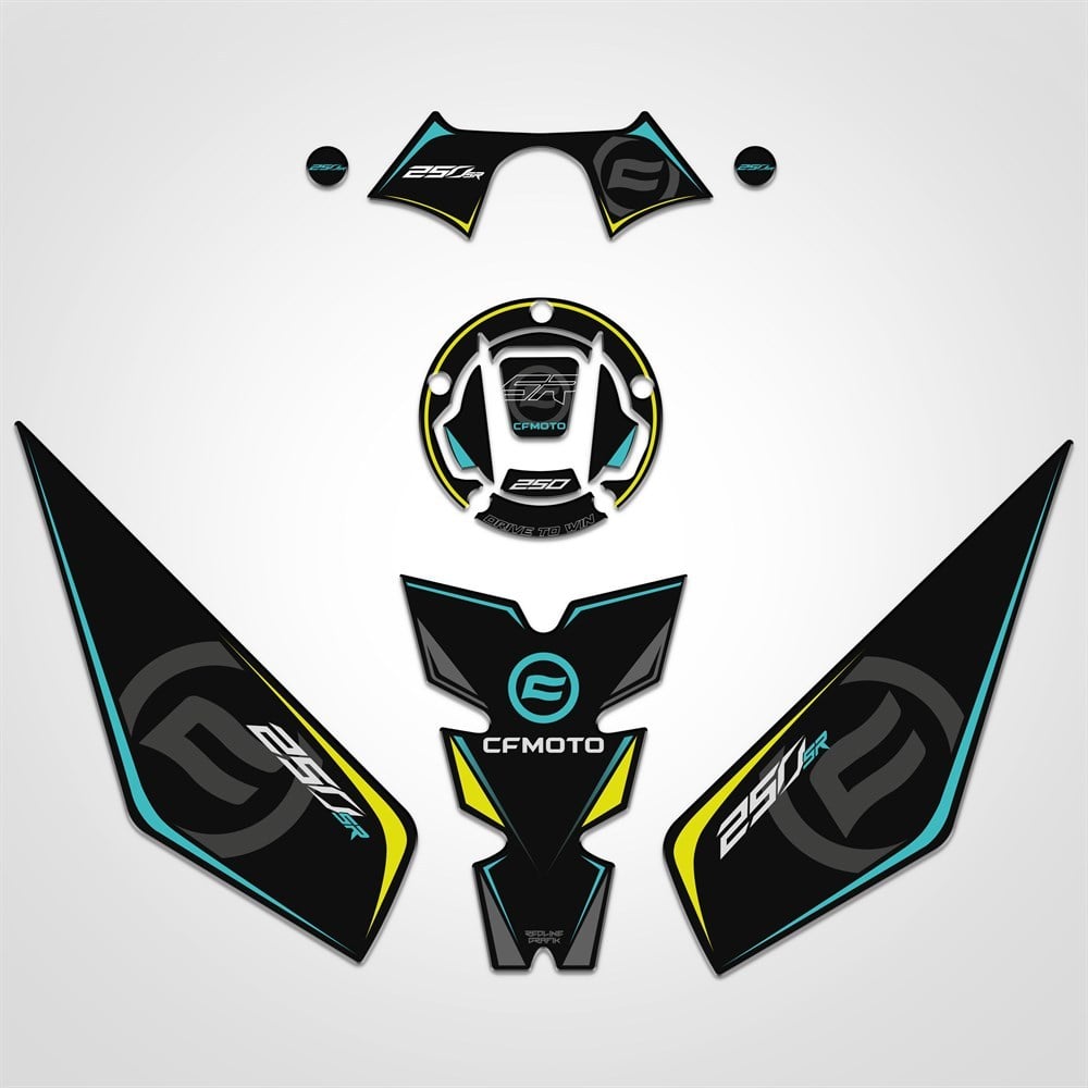 Cf moto 250sr Tank Pad Set Gidonlu Mavi Neon Sarı 250 SR